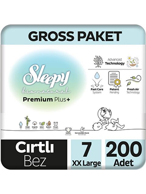 Sleepy Bio Natural Premium Plus Gross Paket Bebek Bezi 7 Numara Xxlarge 200 Adet - S000278007-20063