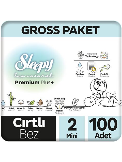 Sleepy Bio Natural Premium Plus Gross Paket Bebek Bezi 2 Numara Mini 100 Adet - S000277949-20063