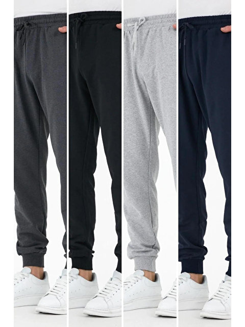 Mmetalic 4'lü  Erkek Büyük Beden Jogger Eşofman Altı Etiketli Arka ve Yan Cepli Regular Fit - S000295060-23173
