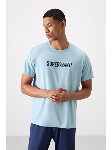 Tommylife Açık Mavi Polyester Nefes Alan Dokulu İnce Esnek Standart Fit Erkek Performans Tişört - 88385 - S000193830-17437
