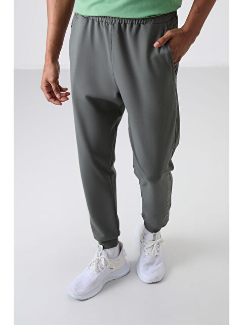 Tommylife Haki Pamuk Yumuşak Dokulu Standart Fit Nakışlı  Eşofman Alt - 82133 - S000197490-18547