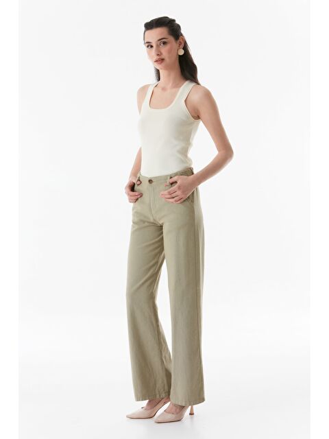 Fullamoda Yüksek Bel Palazzo Keten Pantolon - S000161615-18547
