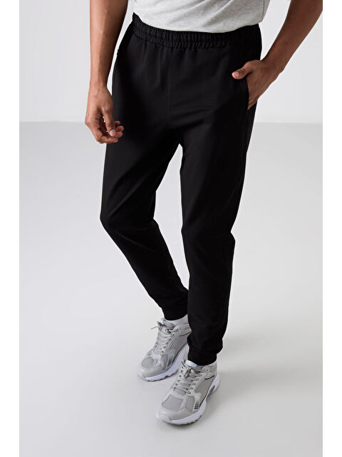 Tommylife Siyah Pamuk Yumuşak Dokulu Standart Fit Nakışlı  Eşofman Alt - 82133 - S000197490-19351