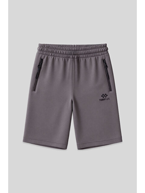 Tommylife Koyu Gri Gizli Fermuar Arka Cepli Bağcıklı Standart Kalıp Erkek Şort - 81136 - S000030808-29351