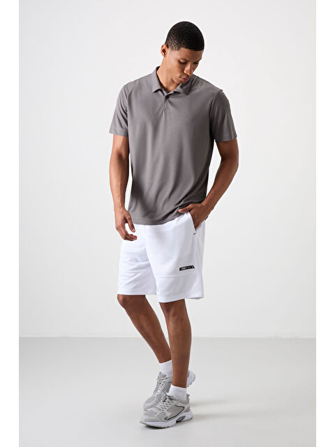Tommylife Beyaz Polyester Kalın Yumuşak Comfort Fit Erkek Şort - 81272