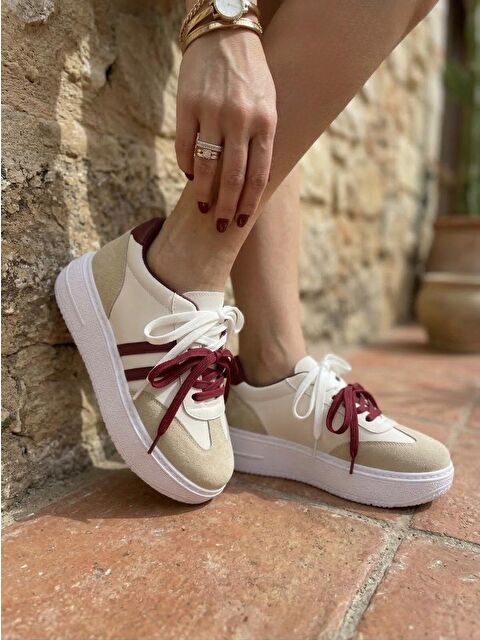 marinarosse Kadın Vega Bej Çift Bağcıklı Ortopedik Rahat ve Hafif Taban Sneaker - S000510495-19928