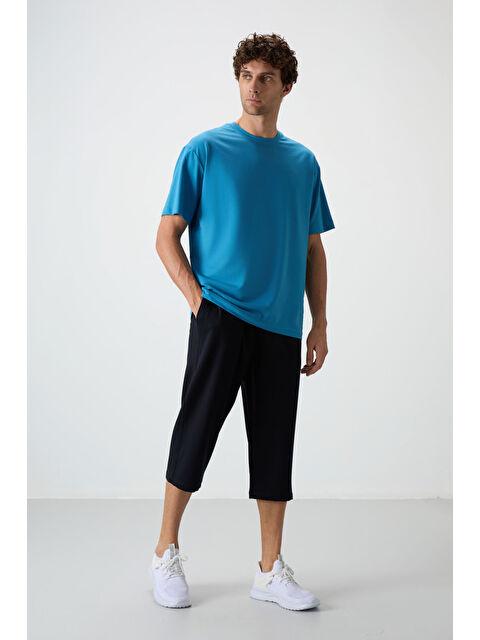 Tommylife Lacivert Pamuklu Yumuşak Dokulu Standart Fit Nakışlı Erkek Kapri - 83102 - S000160190-21164