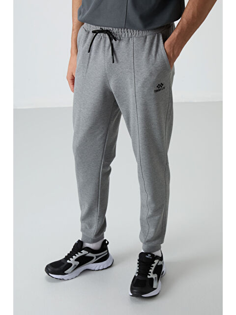 Tommylife Gri Melanj Pamuklu Yumuşak Dokulu Comfort Fit Nakışlı  Jogger - 82123 - S000160263-74