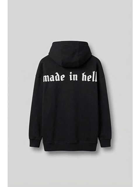 Abluka Online Erkek Oversize Baskılı Premium Kapüşonlu Sweatshirt Siyah - S000315003-19351