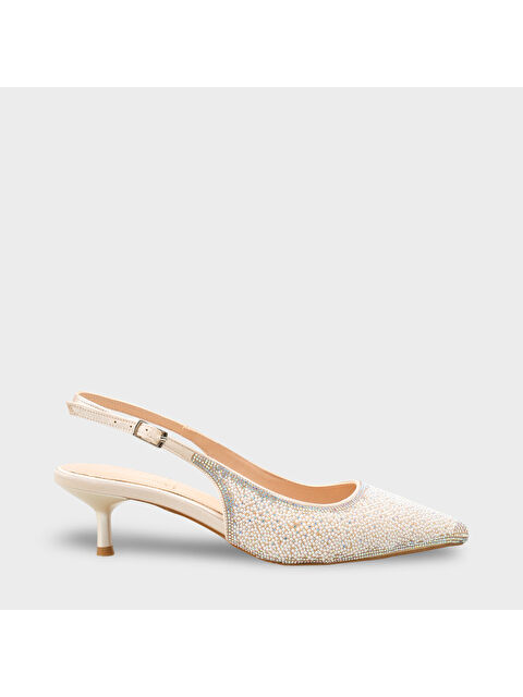 Capone Outfitters Denyse Komple Taşlı Sivri Burunlu Saten Arkası Bantlı Kadın Ayakkabı - S000516882-26407