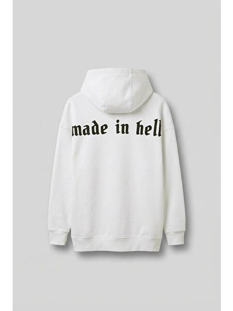 Abluka Online Erkek Oversize Baskılı Premium Kapüşonlu Sweatshirt Ekru - S000315003-19965