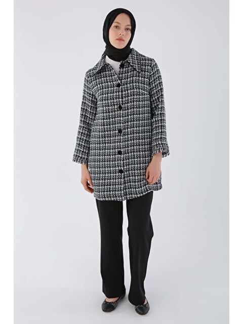 ALLDAY Siyah Kadife Düğmeli Gömlek Yaka Tüvit Ceket - S000060264-19351