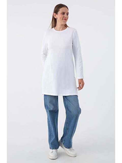 ALLDAY Beyaz Basic Pamuklu Süprem Sweat Tunik - S000037424-20063