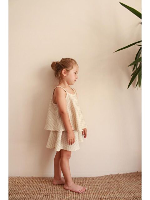 Oh La La Koala For Little Ones Haki Çizgili Volanlı Kız Askılı Ve Şort Takım - S000425768-19966