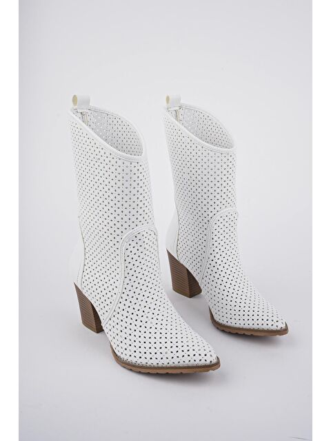 Muggo İndiana  Kadın Lazer Kesim Şık Tarz ve Rahat Kovboy Yazlık Çizme - S000025308-20063