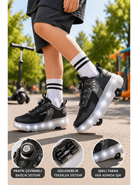 Muggo FLOW Çocuk Işıklı Patenli Tekerlekli Sneaker Spor Ayakkabı