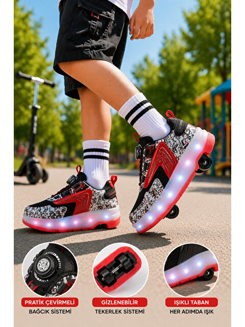 Muggo FLOW Çocuk Işıklı Patenli Tekerlekli Sneaker Spor Ayakkabı