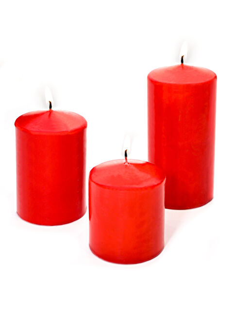 Missi 3'lü Kırmızı Silindir Mum Seti (5,5 cm-7,5 cm-10 cm) - S000076068-20045