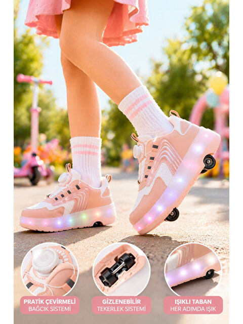 Muggo FLOW Çocuk Işıklı Patenli Tekerlekli Sneaker Spor Ayakkabı