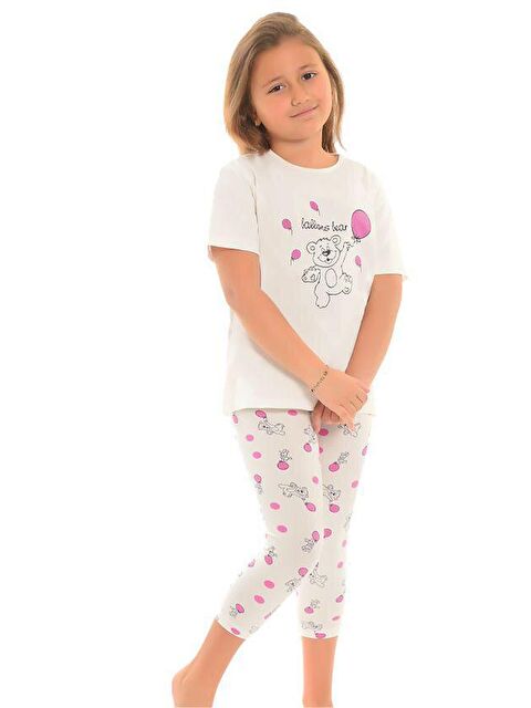 Little Frog Kids Pamuklu Kısa Kollu Desenli Taytlı Kız Çocuk Pijama Takım - S000074087-19965