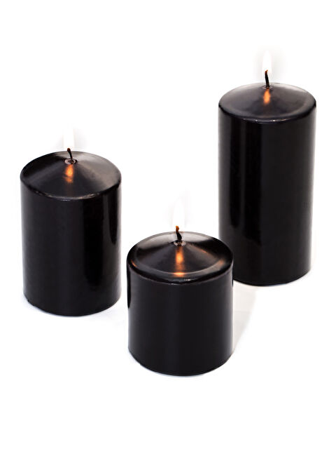 Missi 3'lü Siyah Silindir Mum Seti (5,5 cm-7,5 cm-10 cm) - S000076258-19351