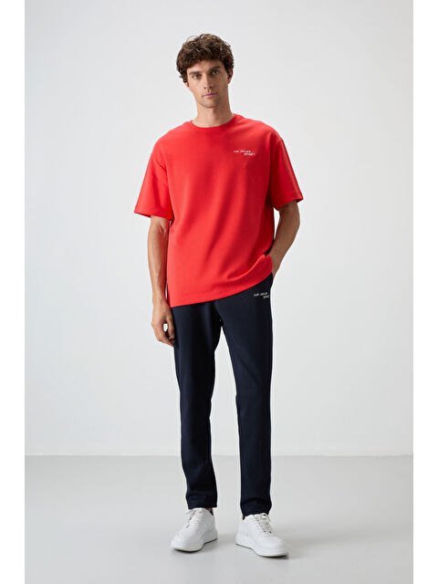 Air Jones Lacivert Pamuklu Kalın Yumuşak Dokulu  Fit Nakışlı Erkek Eşofman Takım - 85252 - S000161586-37329