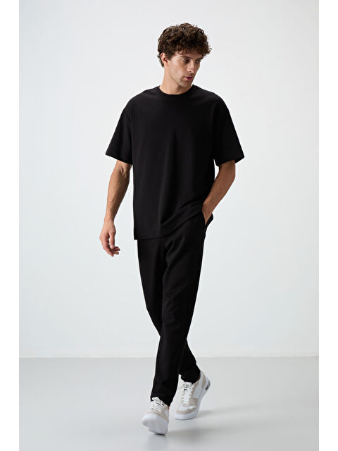 Air Jones Siyah Pamuklu Kalın Yumuşak Dokulu  Fit Basic Erkek Eşofman Takım - 85251 - S000160657-19351