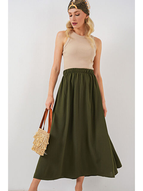 Bigdart Kadın Uzun Ayrobin Etek 8050 - Haki - S000395934-18547
