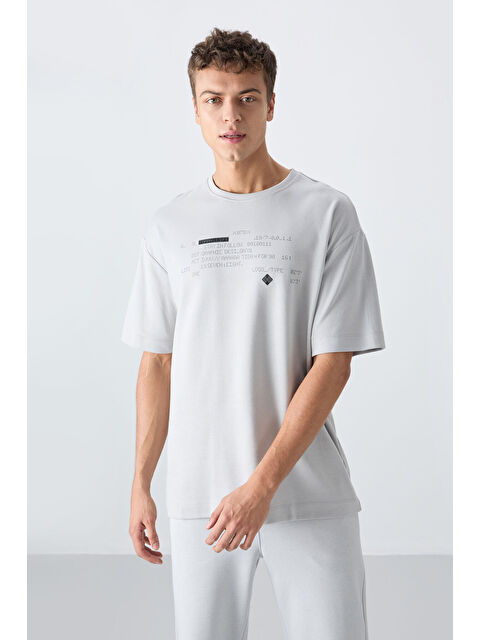 Tommylife Taş Pamuklu Kalın Yumuşak Dokulu Oversize Fit Baskılı Erkek Tişört - 88326 - S000157027-25636