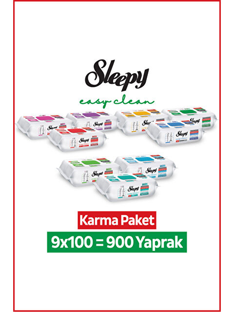 Sleepy Easy Clean Premium+çiçek Serisi+doğa Serisi Yüzey Temizlik Havlusu Mendili 9x100 Karma Paket - S000421820-10231