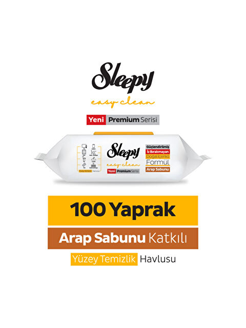 Sleepy Easy Clean Premium Arap Sabunu Katkılı Yüzey Temizlik Havlusu Mendili 100 Yaprak - S000110861-20063