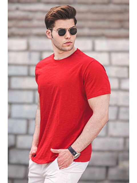 Madmext Erkek Kırmızı Basic %100 Pamuk Tişört 5268 - S000016555-20045