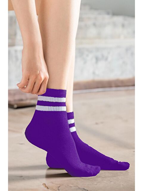 Black Deer Çizgili Tenis Çorabı Kolej Çorap Unisex 2 Adet - S000074116-20042