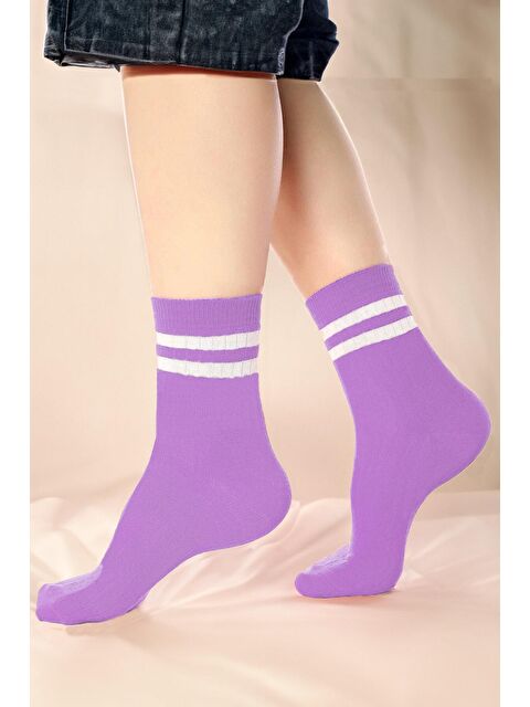 Black Deer Çizgili Tenis Çorabı Kolej Çorap Unisex 2 Adet - S000074116-17878