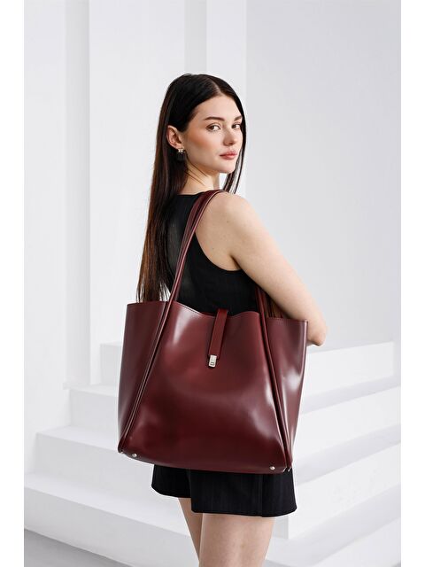 Shulebags Chester Kilitli Omuz Çantası Bordo - S000423600-19951
