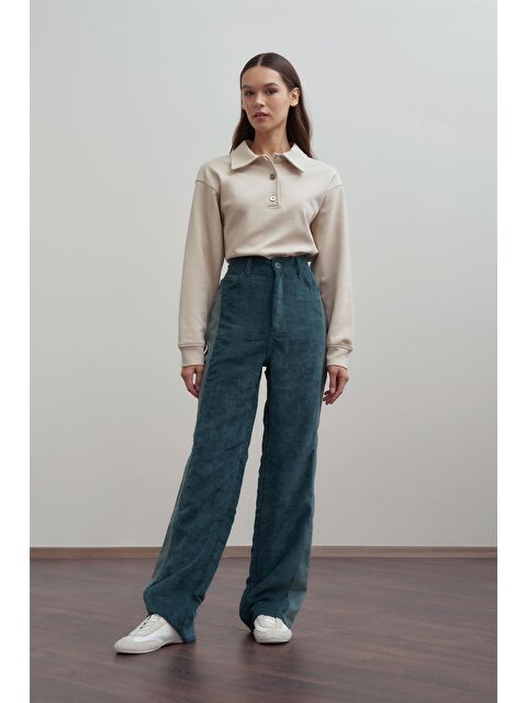 ALLDAY Petrol-Kumaş Mixli Pantolon - S000334120-20019