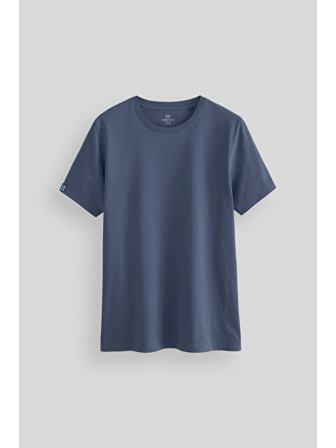 Tommylife Petrol Erkek Basic Kısa Kol Standart Kalıp Bisiklet Yaka Tişört - 87911 - S000027112-20019