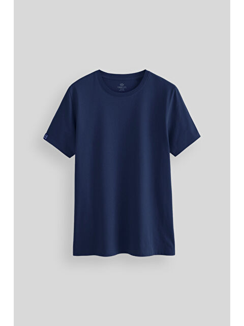 Tommylife İndigo Erkek Basic Kısa Kol Standart Kalıp Bisiklet Yaka Tişört - 87911 - S000027112-23093