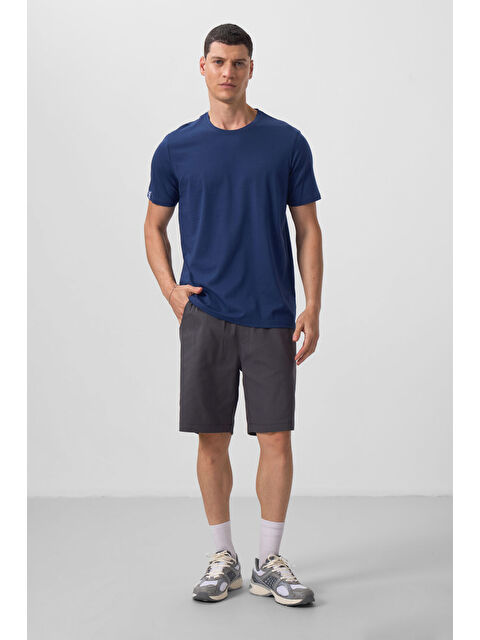 Tommylife İndigo Erkek Basic Kısa Kol Standart Kalıp Bisiklet Yaka Tişört - 87911