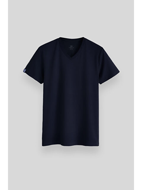 Tommylife Lacivert Basic Kısa Kol Standart Kalıp V Yaka Erkek Tişört - 87912 - S000027059-21164