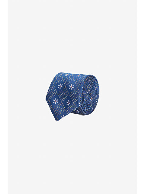 Altınyıldız Classics Erkek Lacivert-Turuncu Desenli Klasik Kravat - S000412450-37357