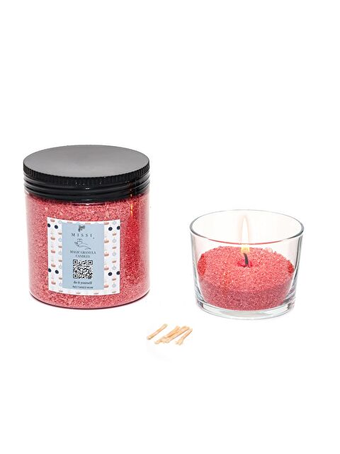 Missi Garden Rose-Pudra Kokulu Pembe Yaratıcı İnci Tozu Mum (30 adet fitil ile birlikte)-250 gr - S000334997-20024