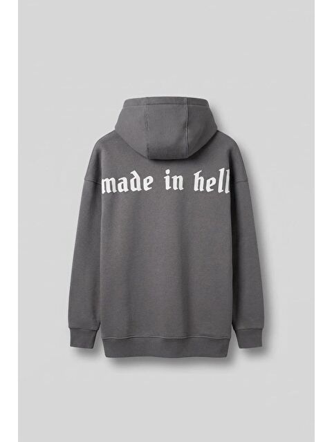 Abluka Online Erkek Oversize Baskılı Premium Kapüşonlu Sweatshirt Gri - S000315003-20600
