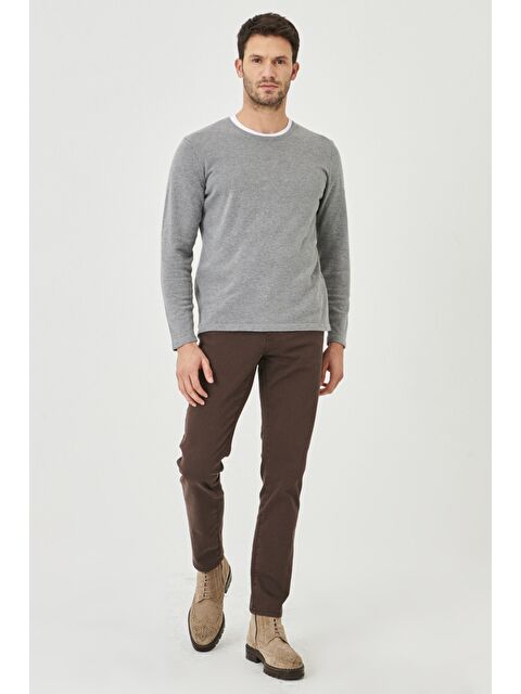 Altınyıldız Classics Erkek Kahverengi 360 Derece Her Yöne Esneyen Slim Fit Dar Kesim Pamuklu Rahat Pantolon - S000435470-19413