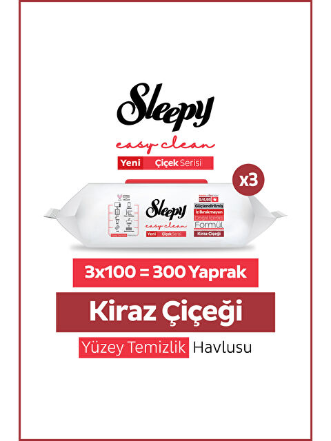 Sleepy Easy Clean Kiraz Çiçeği Yüzey Temizlik Havlusu Mendili 3x100 (300 Yaprak) - S000386813-10231