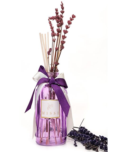 Missi 200 ml Mor Cam Şişe Doğal Çiçekli Bambu Çubuklu Lavanta Oda Kokusu - S000154735-20042