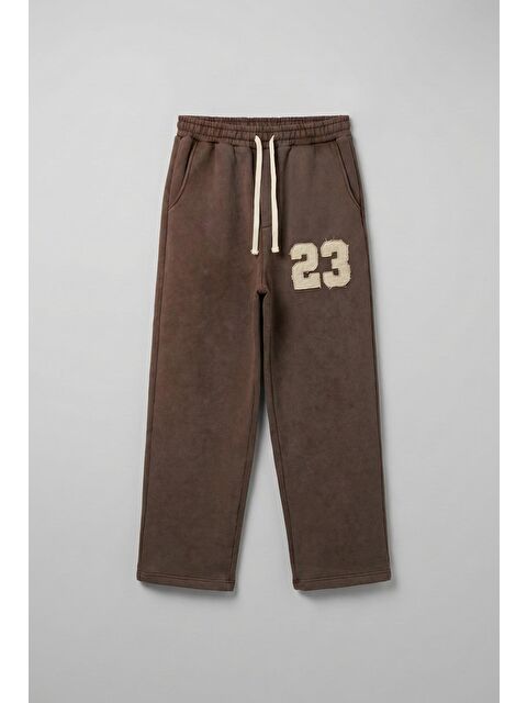 Abluka Online Erkek Baskılı Yıkamalı Baggy Fit Eşofman Altı Kahverengi - S000491511-19413