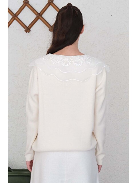 Ceylan Otantik Dantel Yakalı Ekru Triko Hırka - S000294074-19965 | LCW