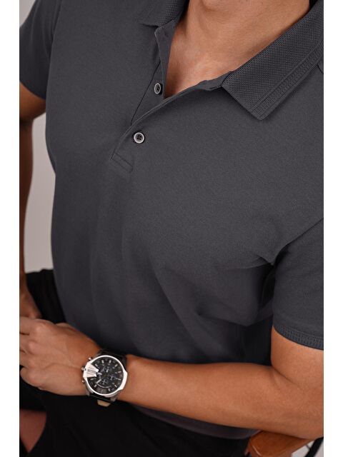 Etikmen Füme Yaka Desenli Erkek Polo Yaka %100 Pamuk Tişört - S000236678-33408
