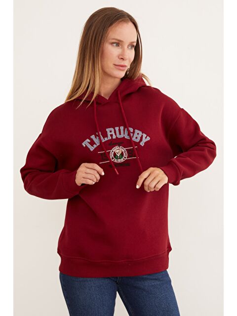 Fullamoda 3 İplik Rugby Nakışlı Kapüşonlu Sweatshirt - S000432830-19951
